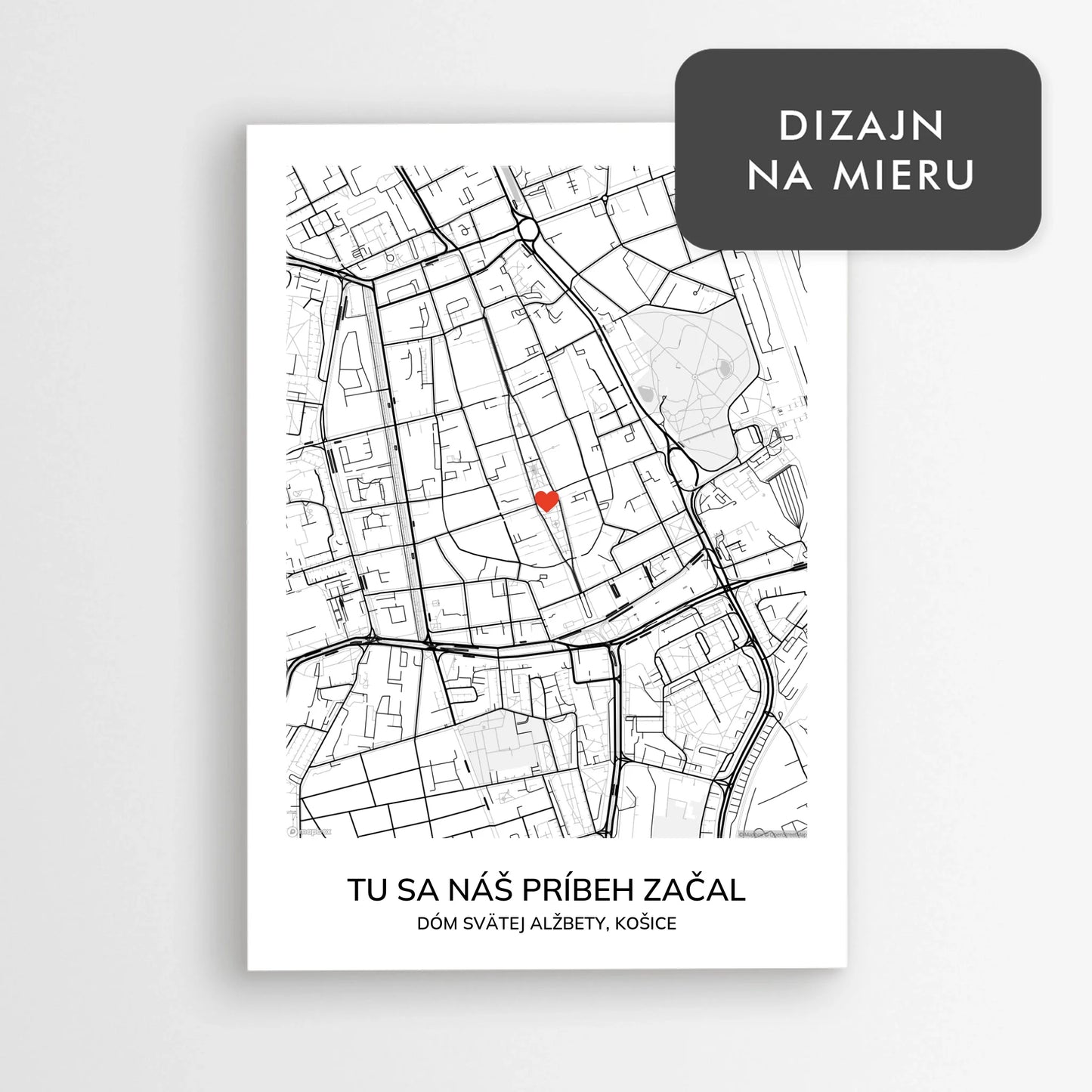 Personalizovaný plagát s mapou prvého stretnutia – unikátny darček pre páry