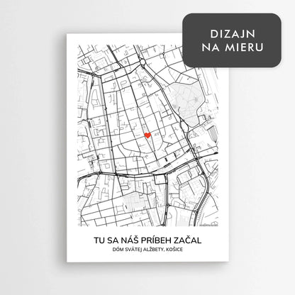 Personalizovaný plagát s mapou prvého stretnutia – unikátny darček pre páry
