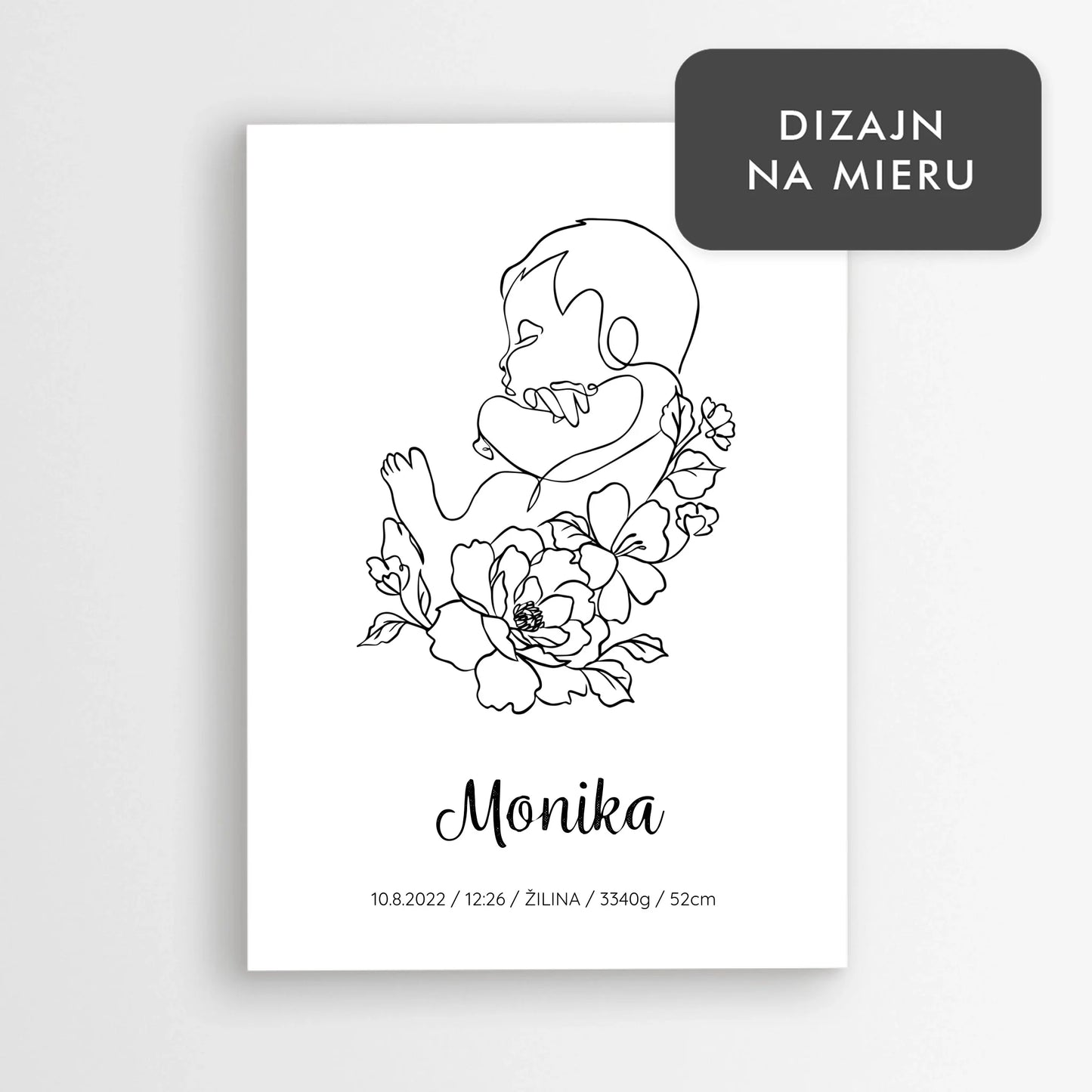 Personalizovaný plagát pre novorodenca – s menom a mierami bábätka