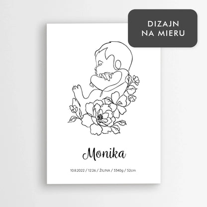 Personalizovaný plagát pre novorodenca – s menom a mierami bábätka
