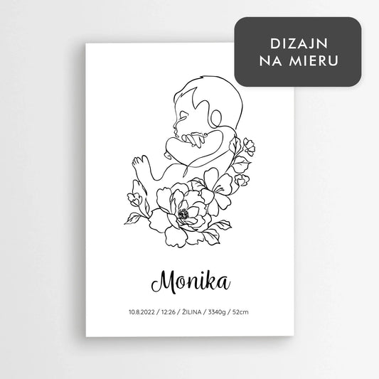 Personalizovaný plagát pre novorodenca – s menom a mierami bábätka