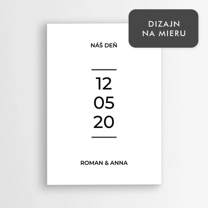 Personalizovaný plagát s dátumom – prvé stretnutie alebo dátum svadby?