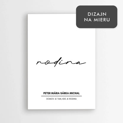 Personalizovaný plagát s menami členov rodiny