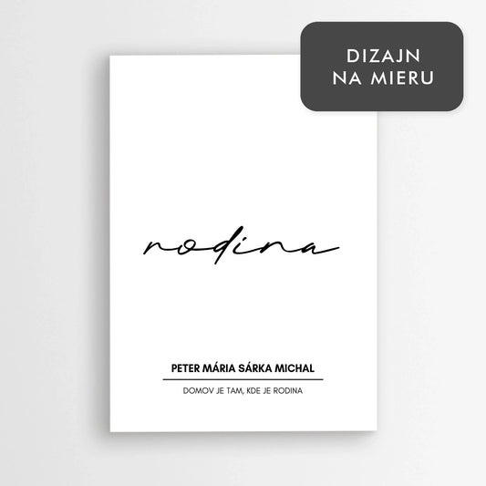 Personalizovaný plagát s menami členov rodiny