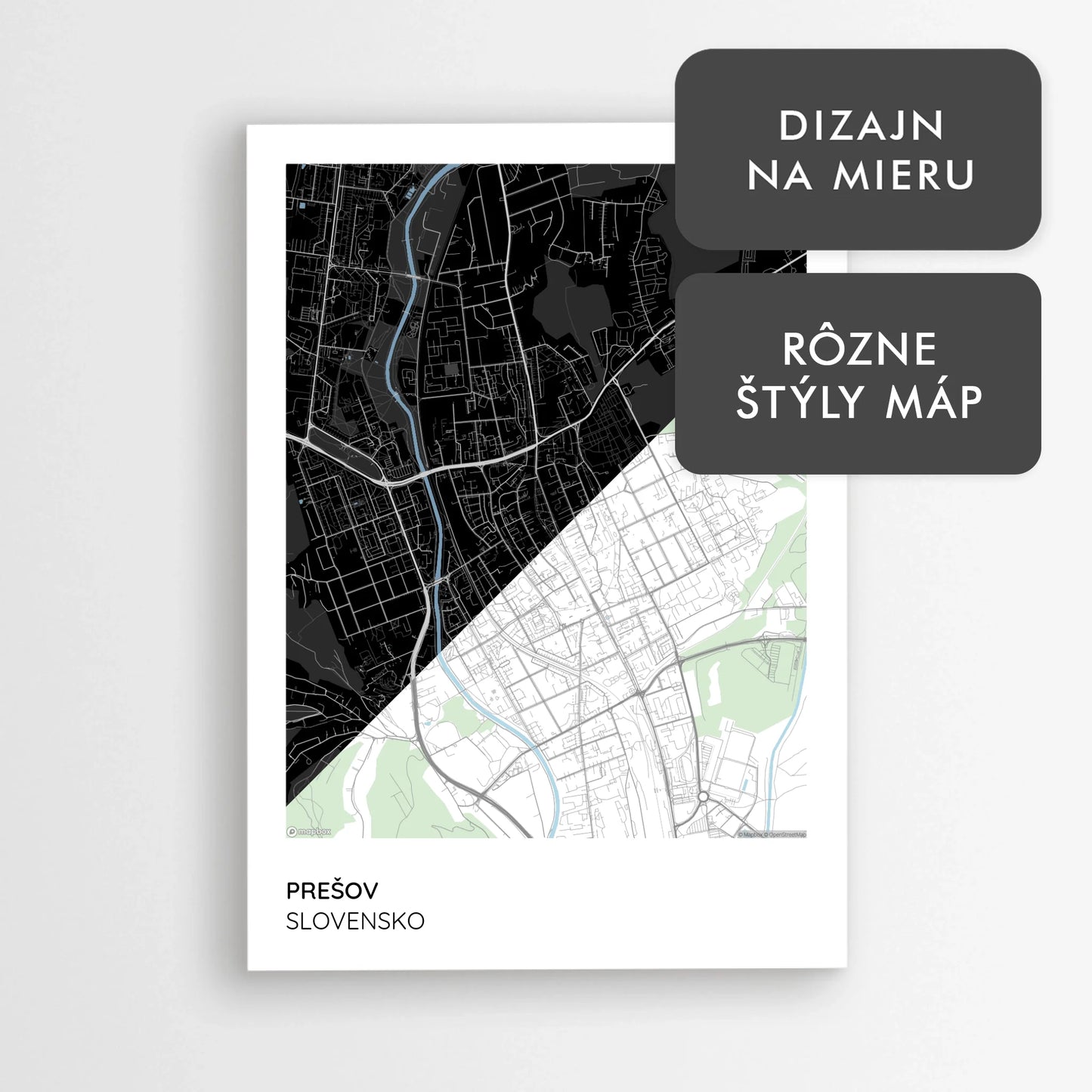 Personalizovaná mapa mesta – plagát ľubovoľného miesta s názvom mesta a štátu