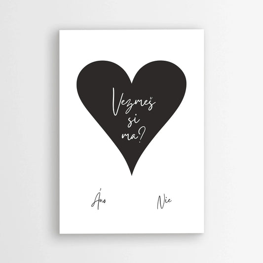 Plagát so srdcom „Vezmeš si ma?“ – originálna žiadosť o ruku na pamiatku