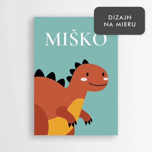 Plagát do detskej izby s menom – dinosaurus | personalizovaný obrázok pre deti