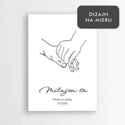 Plagát na stenu s rukami a menami – moderný plagát s dátumom a textom pre partnera