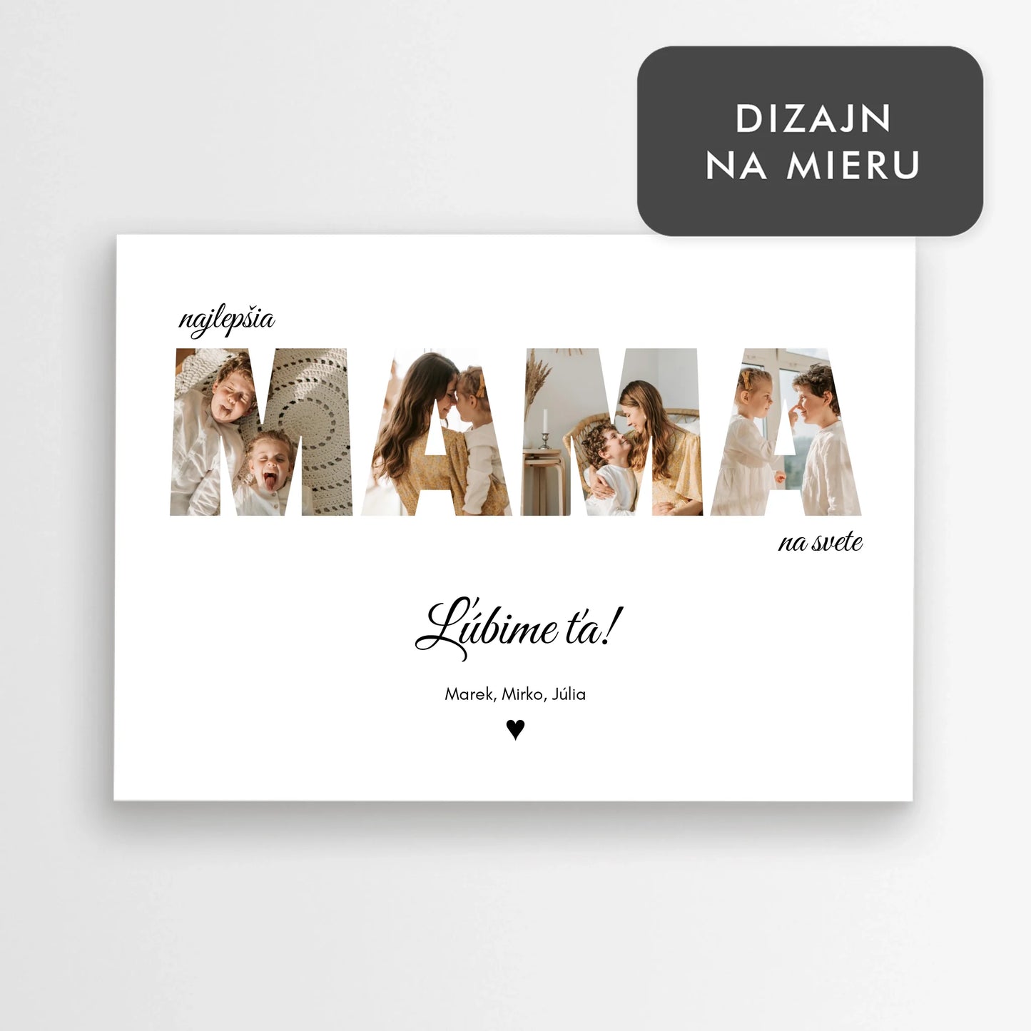 Personalizovaný plagát MAMA s vlastnými fotografiami a menami – Originálny darček ku Dňu matiek
