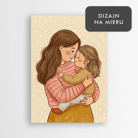 Personalizovaná ilustrácia mama a dcéra v náručí – darček ku Dňu matiek